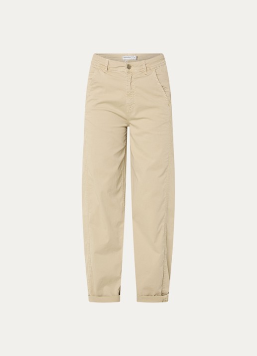 Summum High waist straight fit broek met steekzakken - voorkant 2 beige