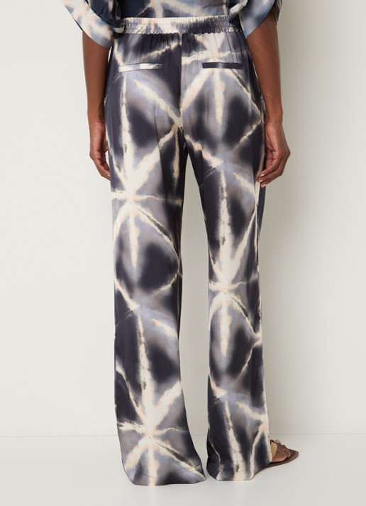 Summum High waist straight fit broek met tie-dye dessin en glanzende finish - achterkant 3 blauw