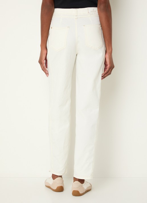 Summum High waist straight fit broek met trekkoord - achterkant gebroken wit