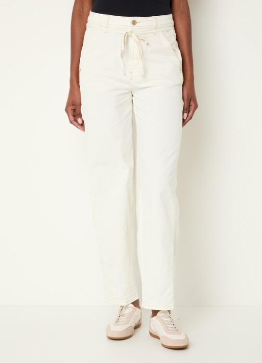 Summum High waist straight fit broek met trekkoord