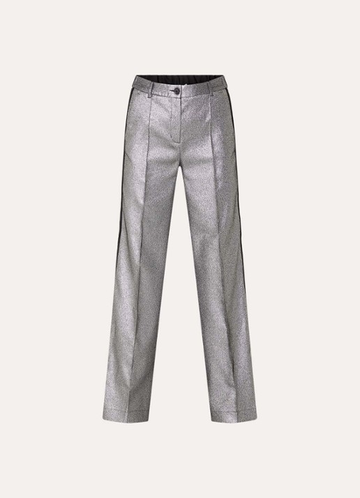 Summum High waist straight fit pantalon met metallic finish - voorkant 2 zilver