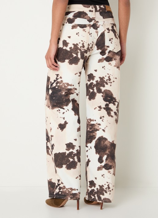 Summum High waist straight leg jeans met dierenprint - achterkant bruin