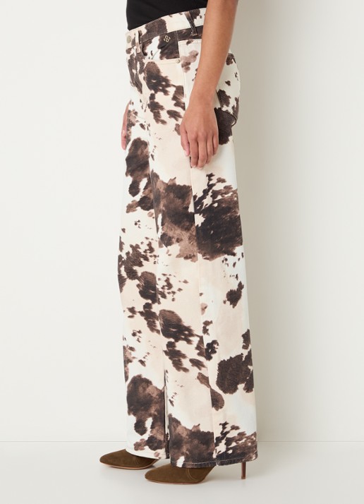Summum High waist straight leg jeans met dierenprint - detail 3 bruin