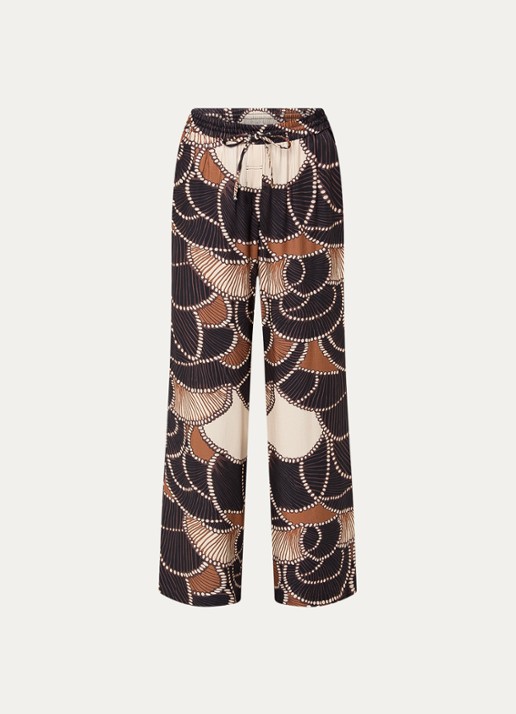 Summum High waist wide fit broek van satijn met steekzakken