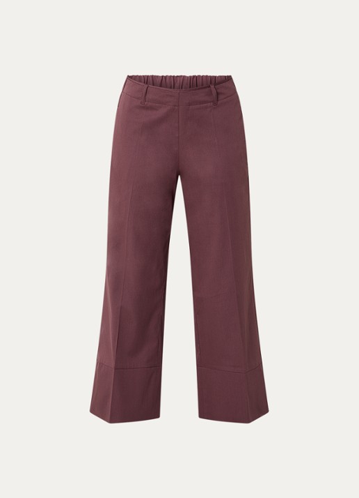 Summum High waist wide fit cropped pantalon met split - voorkant aubergine