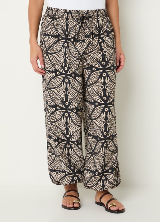Summum High waist wide fit palazzo broek met print