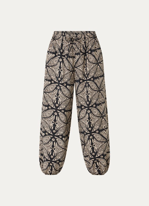 Summum High waist wide fit palazzo broek met print - voorkant 2 zwart