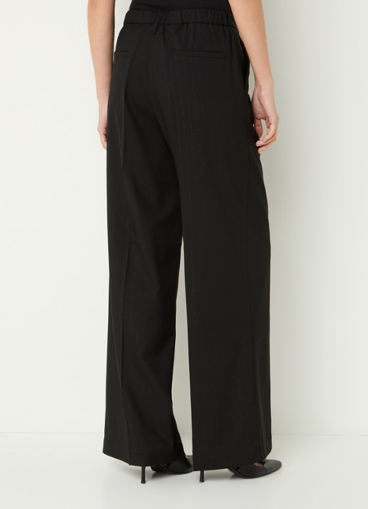 Summum High waist wide fit pantalon met lurex - achterkant zwart