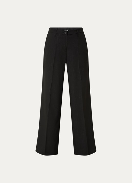 Summum High waist wide fit pantalon met lurex - voorkant 2 zwart