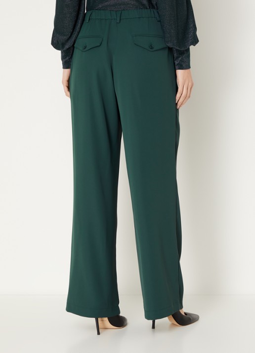 Summum High waist wide fit pantalon met steekzakken - achterkant groen