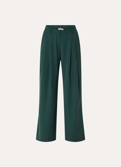 Summum High waist wide fit pantalon met steekzakken - voorkant 2 groen