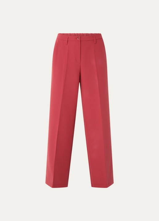 Summum High waist wide fit pantalon met steekzakken - voorkant 2 steenrood