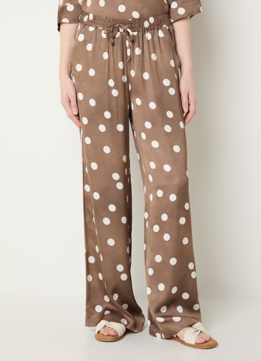Summum High waist wide fit pantalon met stippenprint
