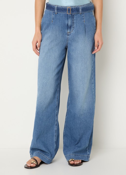 Summum High waist wide leg jeans met ceintuur  - detail 4 indigo