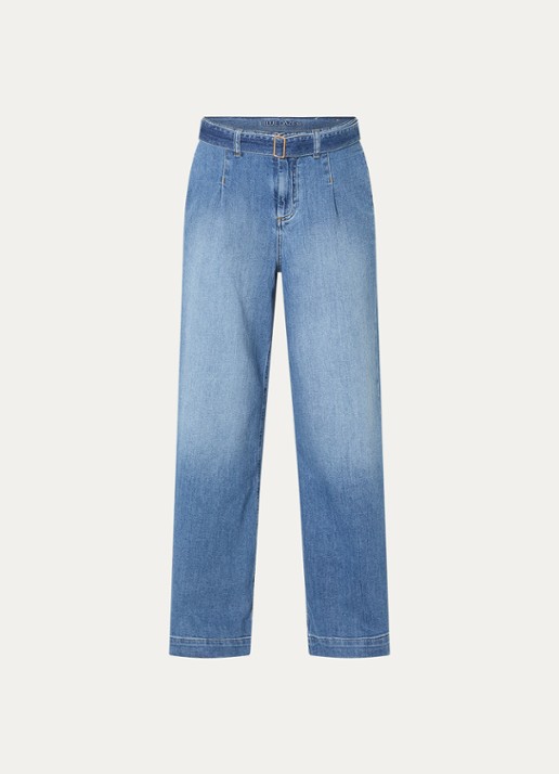 Summum High waist wide leg jeans met ceintuur  - voorkant indigo
