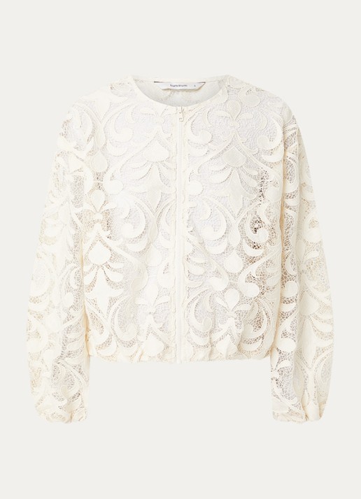 Summum Lace bomberjack van kant - voorkant wit