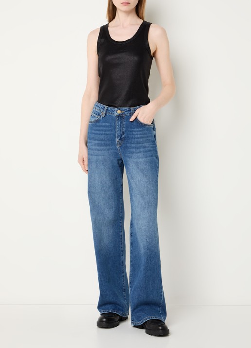 Summum Low waist straight fit jeans met medium wassing - voorkant 3 indigo
