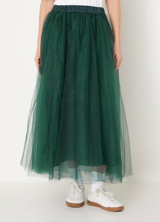 Summum Maxi rok van mesh - detail groen