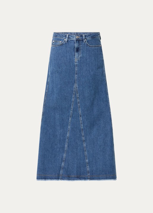 Summum Maxi spijkerrok met steekzakken  - voorkant 2 indigo