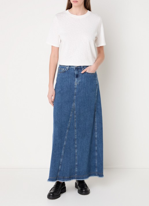 Summum Maxi spijkerrok met steekzakken  - voorkant 3 indigo