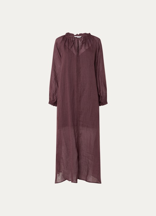 Summum Maxi tuniekjurk met ballonmouw - voorkant 2 aubergine