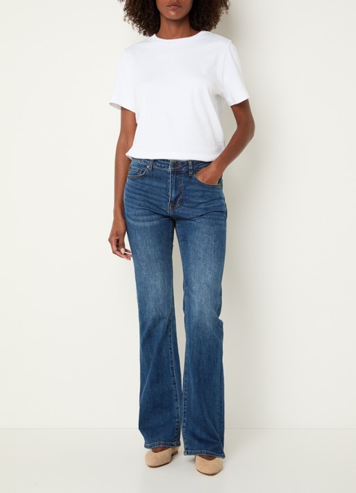 Summum Mid waist flared jeans met donkere wassing  - voorkant 4 indigo