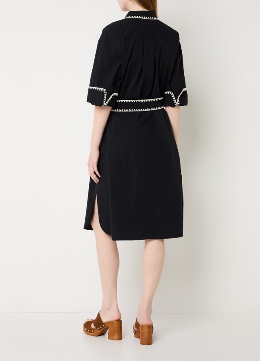 Summum Mini blousejurk met strikceintuur - achterkant 3 zwart