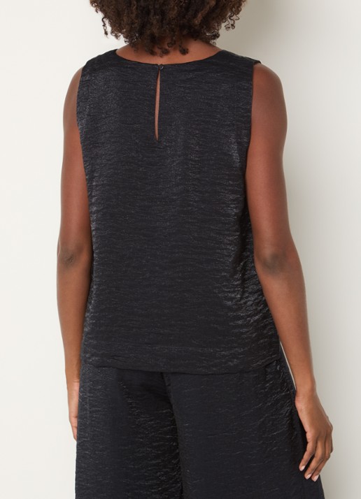 Summum Mouwloze top met lurex en structuur - achterkant donkerblauw