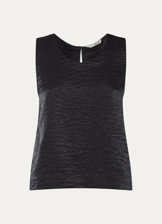 Summum Mouwloze top met lurex en structuur - voorkant 2 donkerblauw
