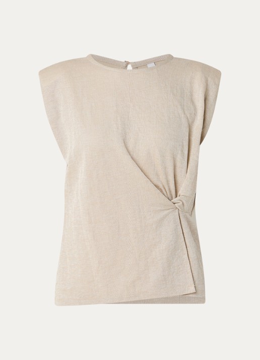 Summum Mouwloze top met schoudervulling - voorkant 3 beige