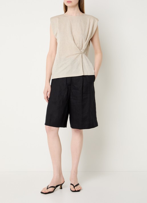 Summum Mouwloze top met schoudervulling - voorkant 4 beige