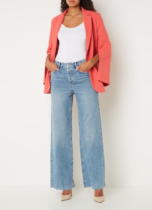 Summum Oversized blazer met klepzakken - voorkant 3 koraal