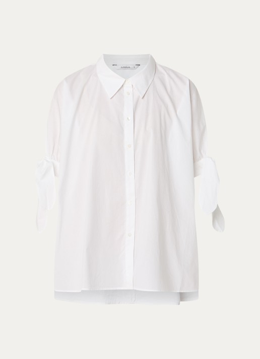 Summum Oversized blouse met strikdetail - voorkant 2 wit