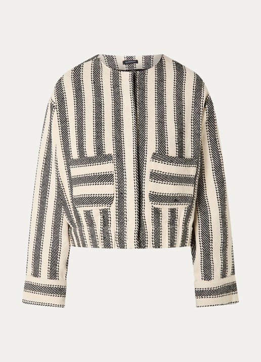 Summum Reversible jack met streepprint - voorkant 3 zwart