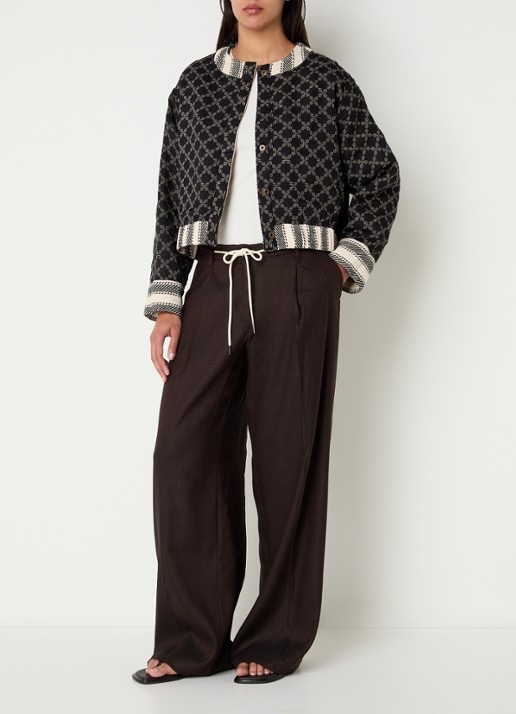 Summum Reversible jack met streepprint - voorkant 4 zwart