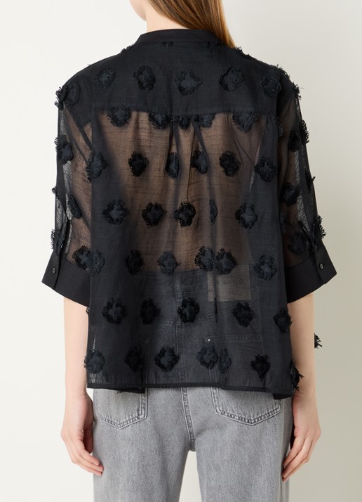 Summum Semi-transparante blouse met structuur - achterkant 4 zwart