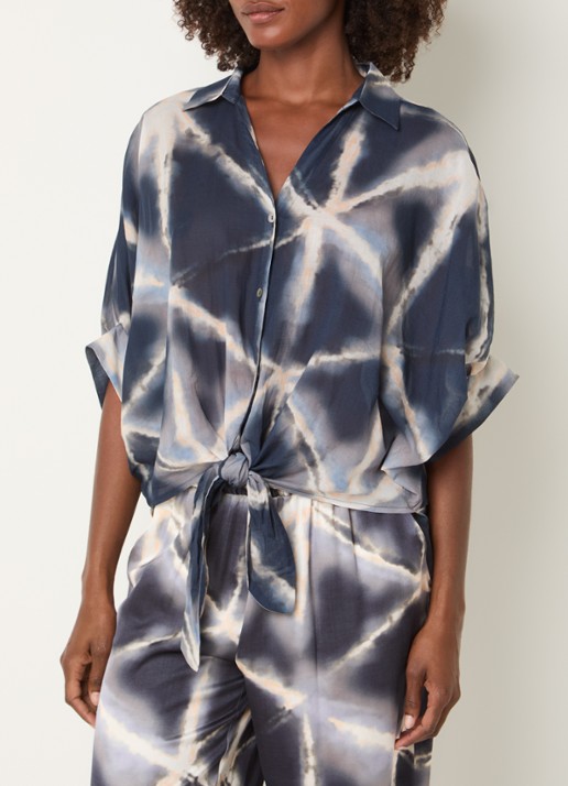 Summum Semi-transparante blouse met tie-dye dessin en vleermuismouw