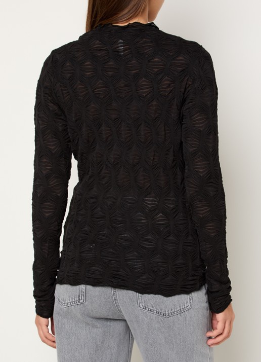 Summum Semi-transparante top met plooidetail - achterkant zwart