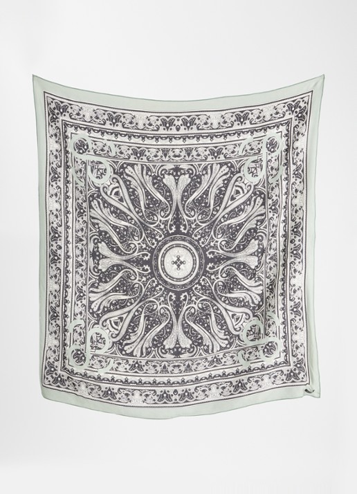 Summum Sjaal met paisley dessin 100 x 100 cm - detail 2 zwart