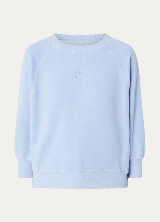 Summum Sweater met logoborduring - voorkant 2 blauwgrijs