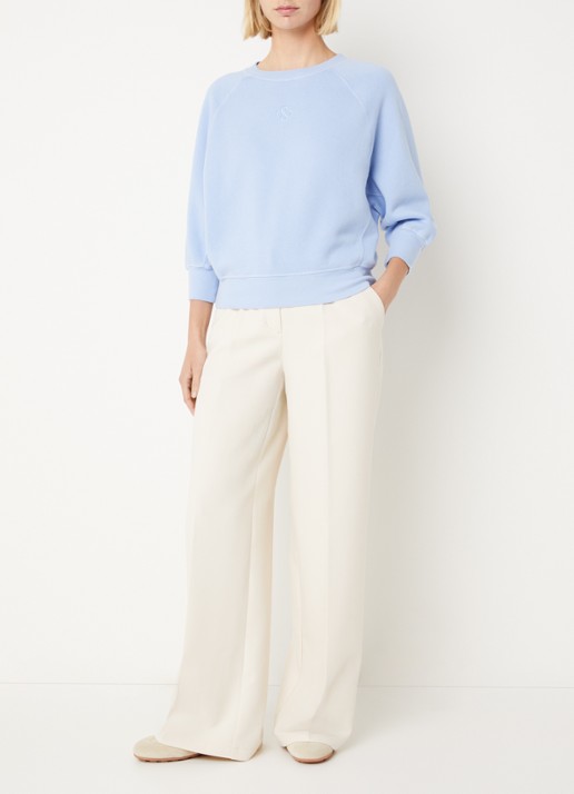 Summum Sweater met logoborduring - voorkant 3 blauwgrijs