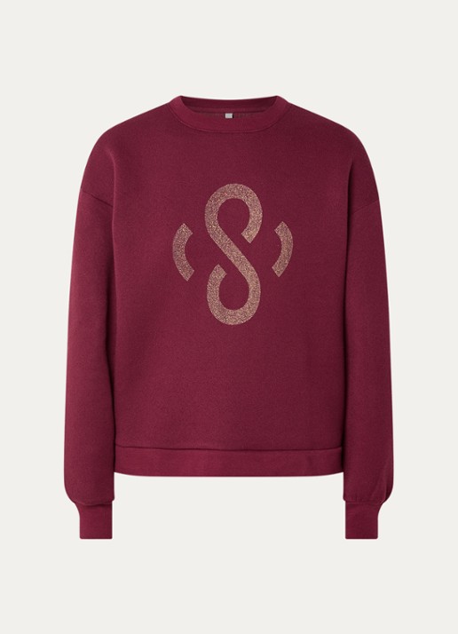 Summum Sweater met logoprint - voorkant 3 bordeauxrood