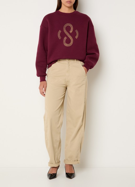 Summum Sweater met logoprint - voorkant 4 bordeauxrood