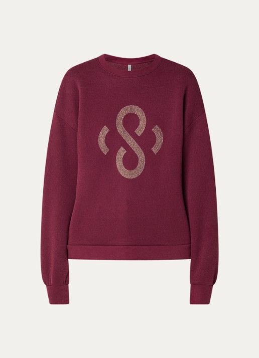 Summum Sweater met logoprint - voorkant 5 bordeauxrood