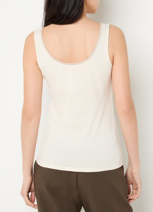Summum Tanktop met lurex - achterkant ivoor