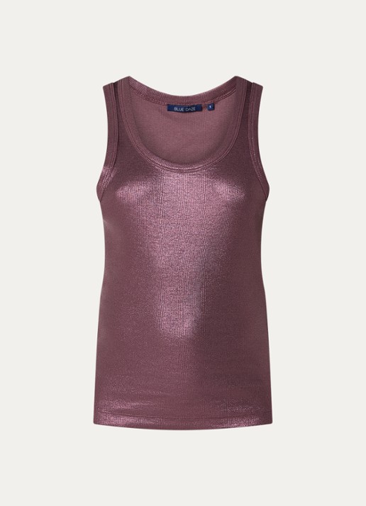 Summum Tanktop met ribstructuur en lurex - voorkant 2 aubergine