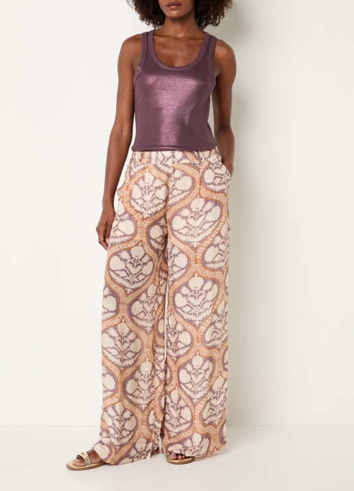 Summum Tanktop met ribstructuur en lurex - voorkant 3 aubergine