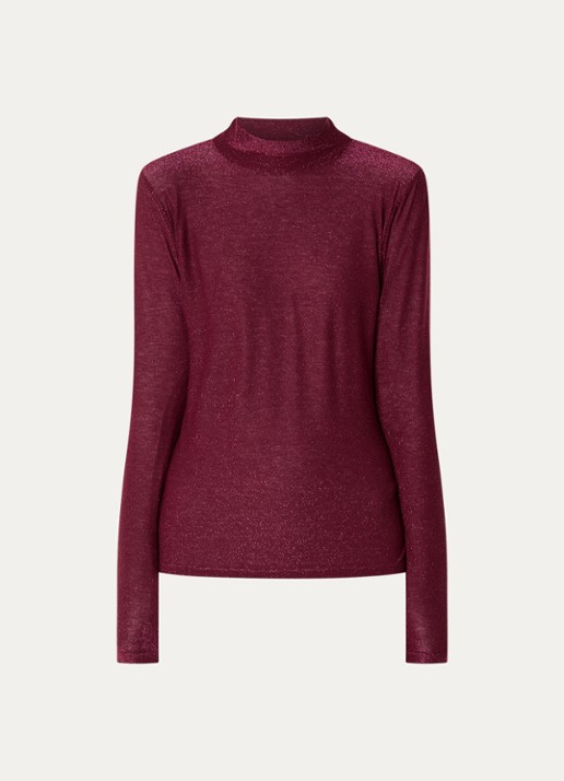 Summum Top met lurex en col - voorkant bordeauxrood