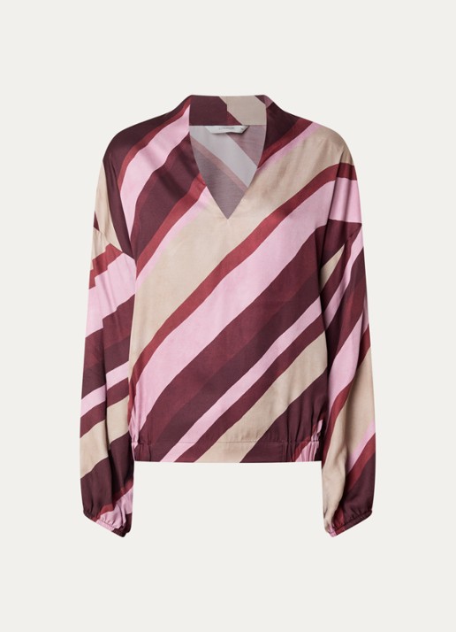 Summum Top met streepprint - voorkant donkerrood