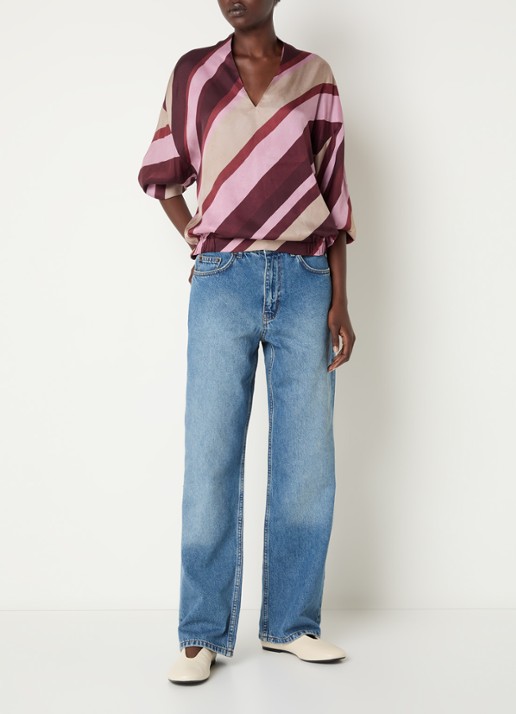 Summum Top met streepprint - voorkant 2 donkerrood